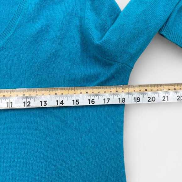 Charter Club Women's Medium Turquoise Cashmere Sweater V-Neck Long Sleeve - Picture 3 of 6